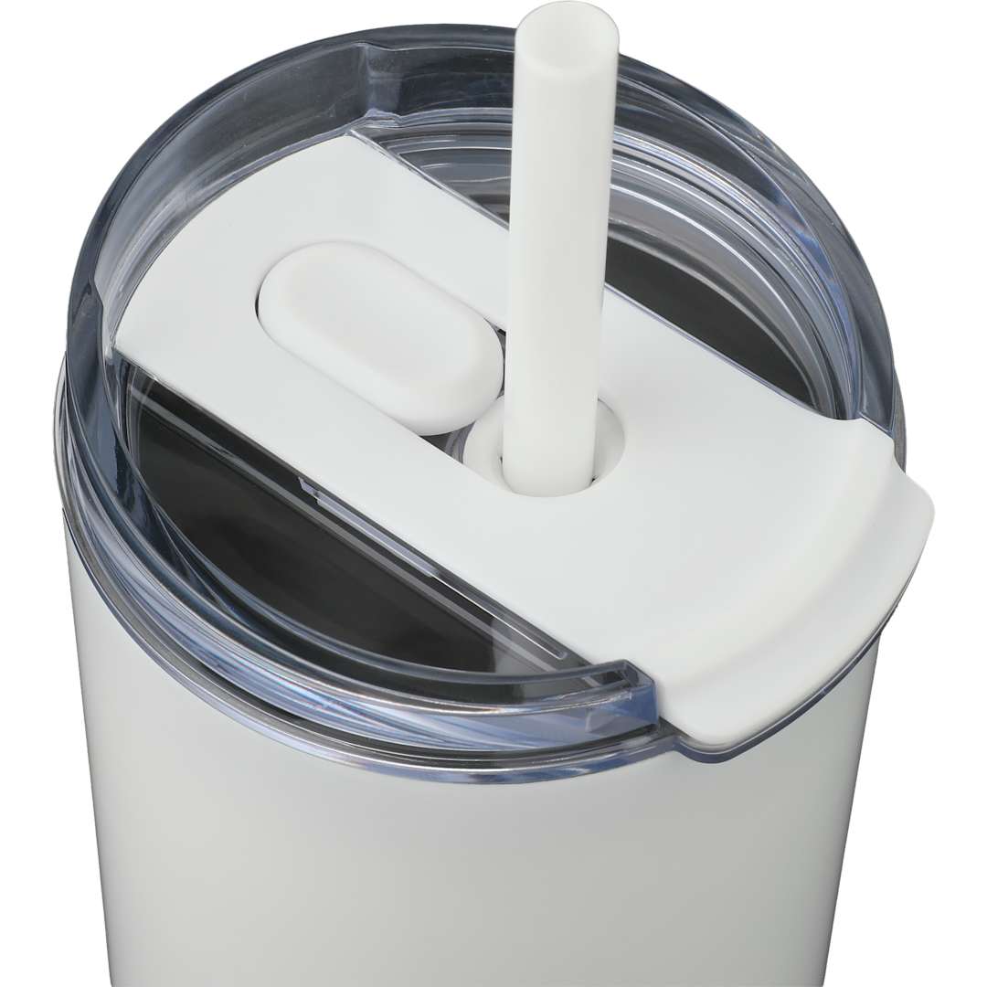 Front View of White Auxo 24oz Double Wall Vacuum Insulated Tumbler plain