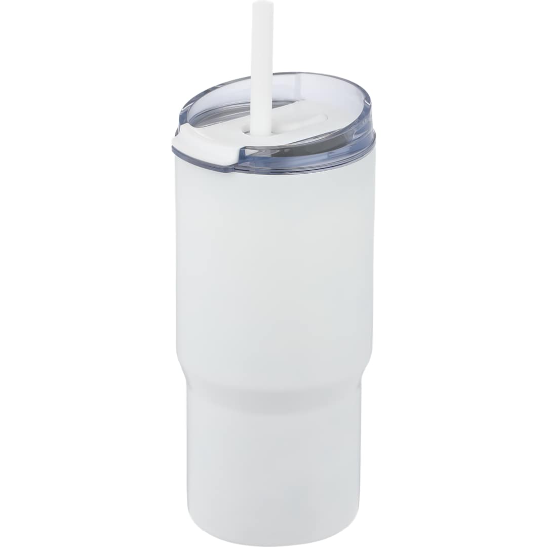 Front View of White Auxo 24oz Double Wall Vacuum Insulated Tumbler plain
