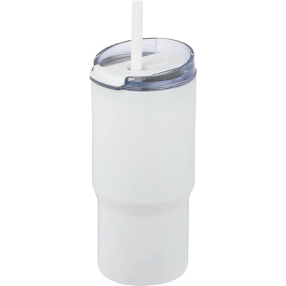 Front View of White Auxo 24oz Double Wall Vacuum Insulated Tumbler plain