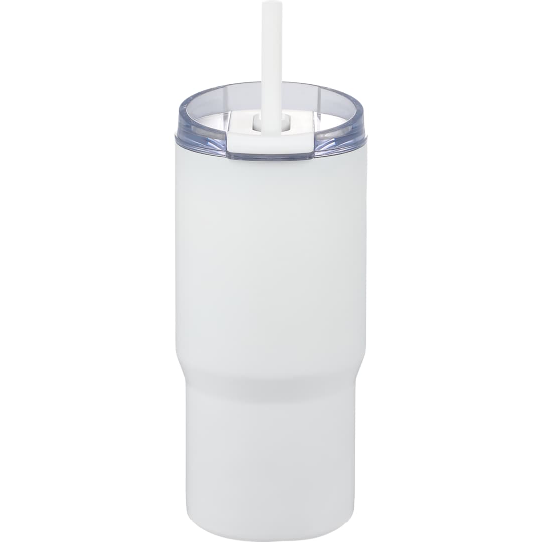 Front View of White Auxo 24oz Double Wall Vacuum Insulated Tumbler plain