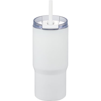 Front View of White Auxo 24oz Double Wall Vacuum Insulated Tumbler plain