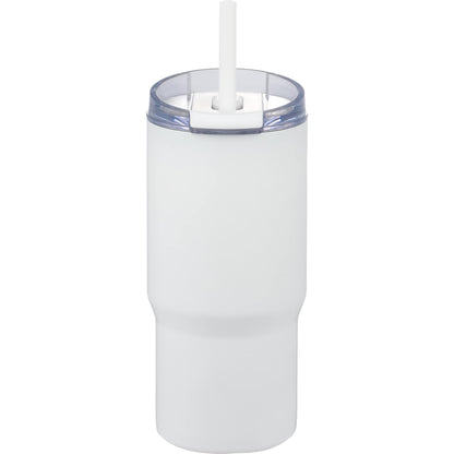 Front View of White Auxo 24oz Double Wall Vacuum Insulated Tumbler plain