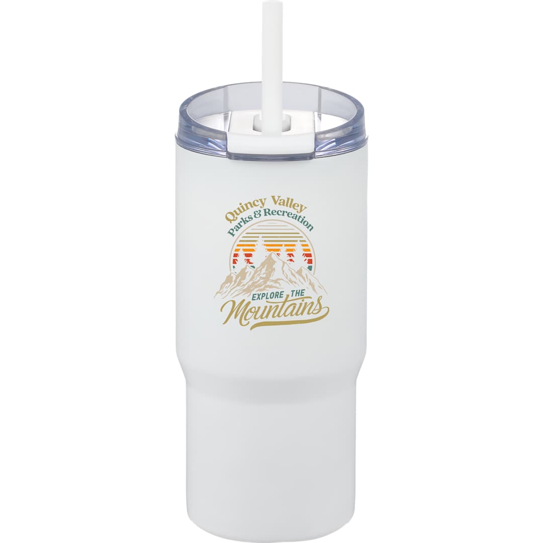 Front View of White Auxo 24oz Double Wall Vacuum Insulated Tumbler