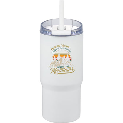 Front View of White Auxo 24oz Double Wall Vacuum Insulated Tumbler
