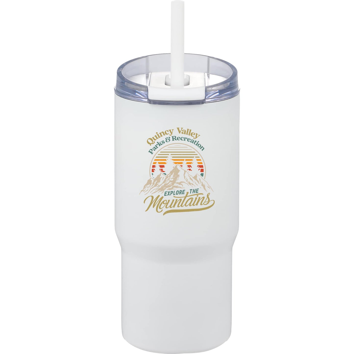 Front View of White Auxo 24oz Double Wall Vacuum Insulated Tumbler