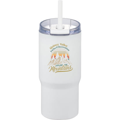 Front View of White Auxo 24oz Double Wall Vacuum Insulated Tumbler