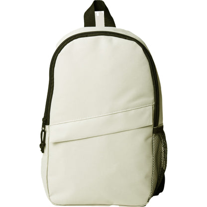 Front View of White Barton Recycled Sling Backpack plain