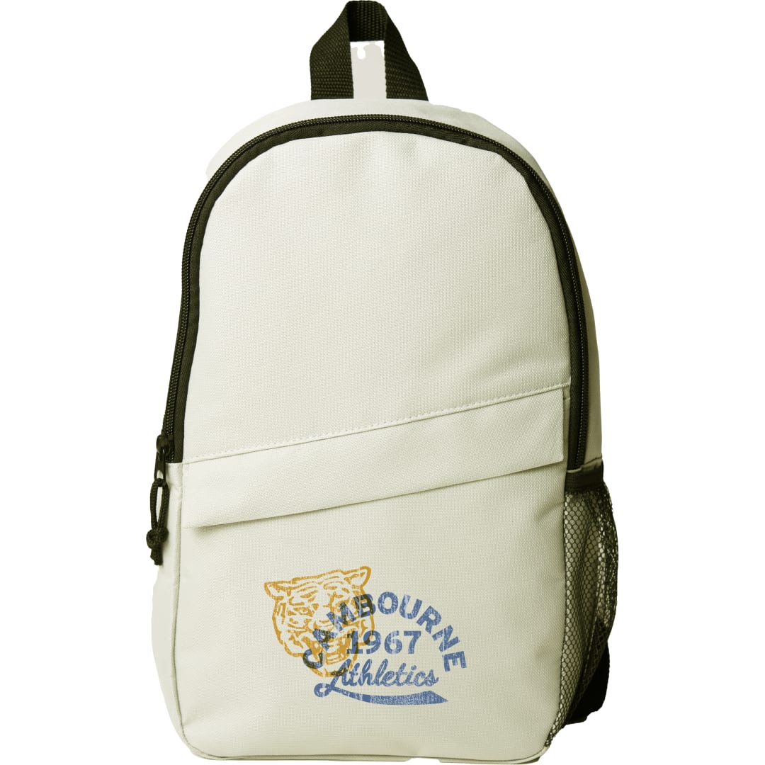 Front View of White Barton Recycled Sling Backpack