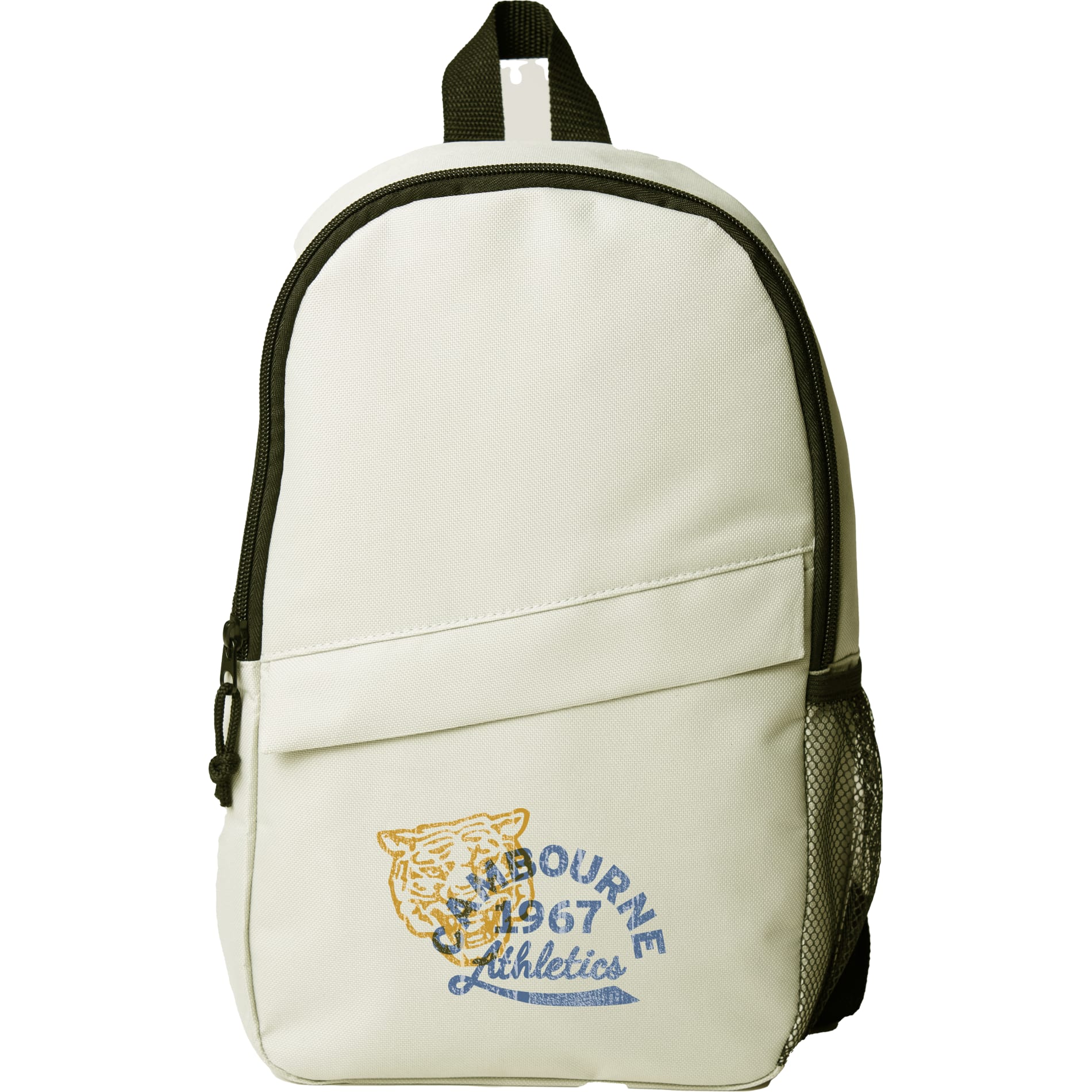Front View of White Barton Recycled Sling Backpack