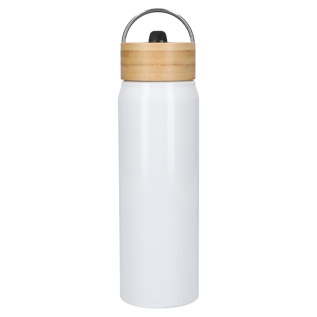 Front View of White Billy 26oz ECO Aluminum Bottle w/ FSC® Bamboo Lid plain