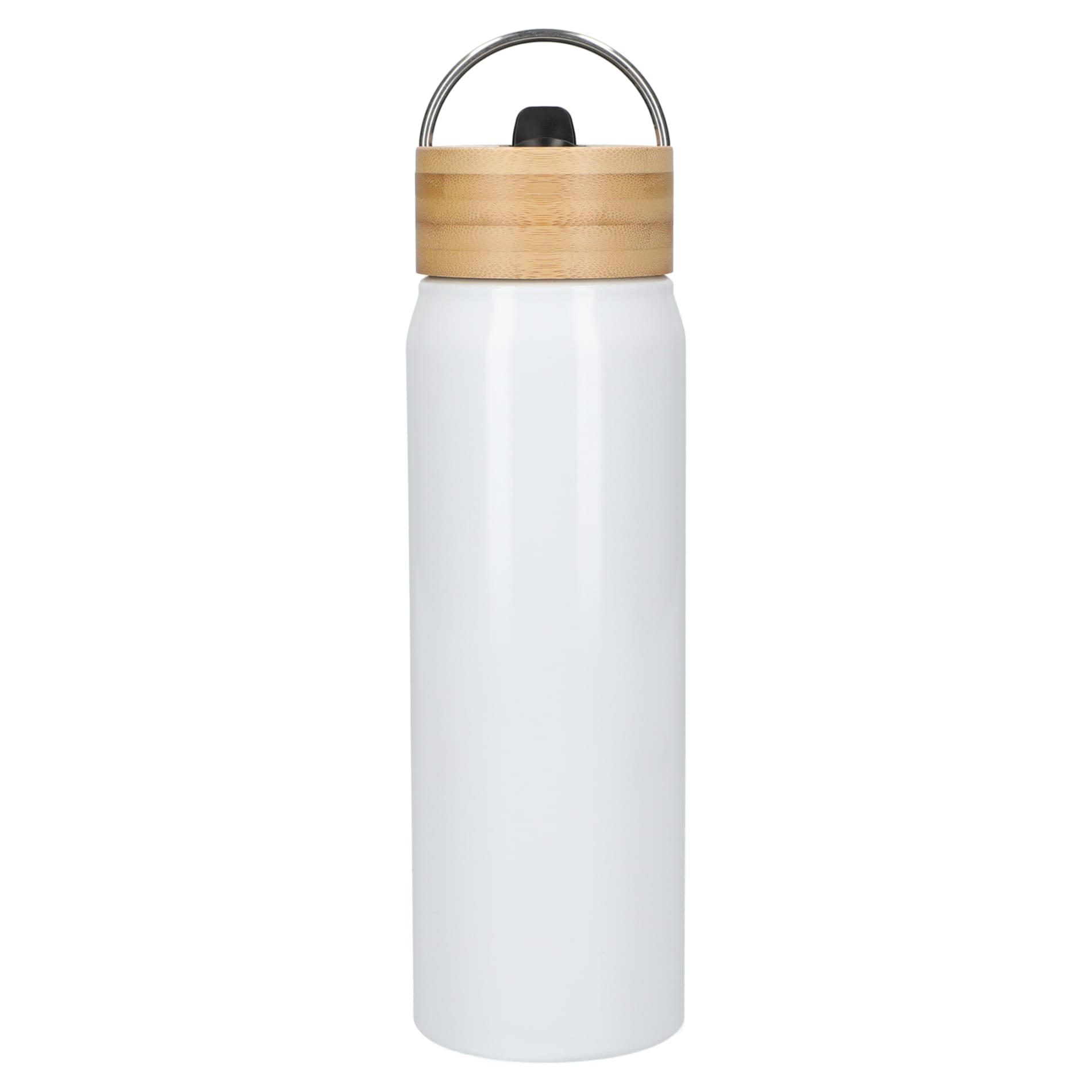 Front View of White Billy 26oz ECO Aluminum Bottle w/ FSC® Bamboo Lid plain