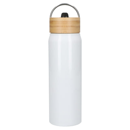 Front View of White Billy 26oz ECO Aluminum Bottle w/ FSC® Bamboo Lid plain