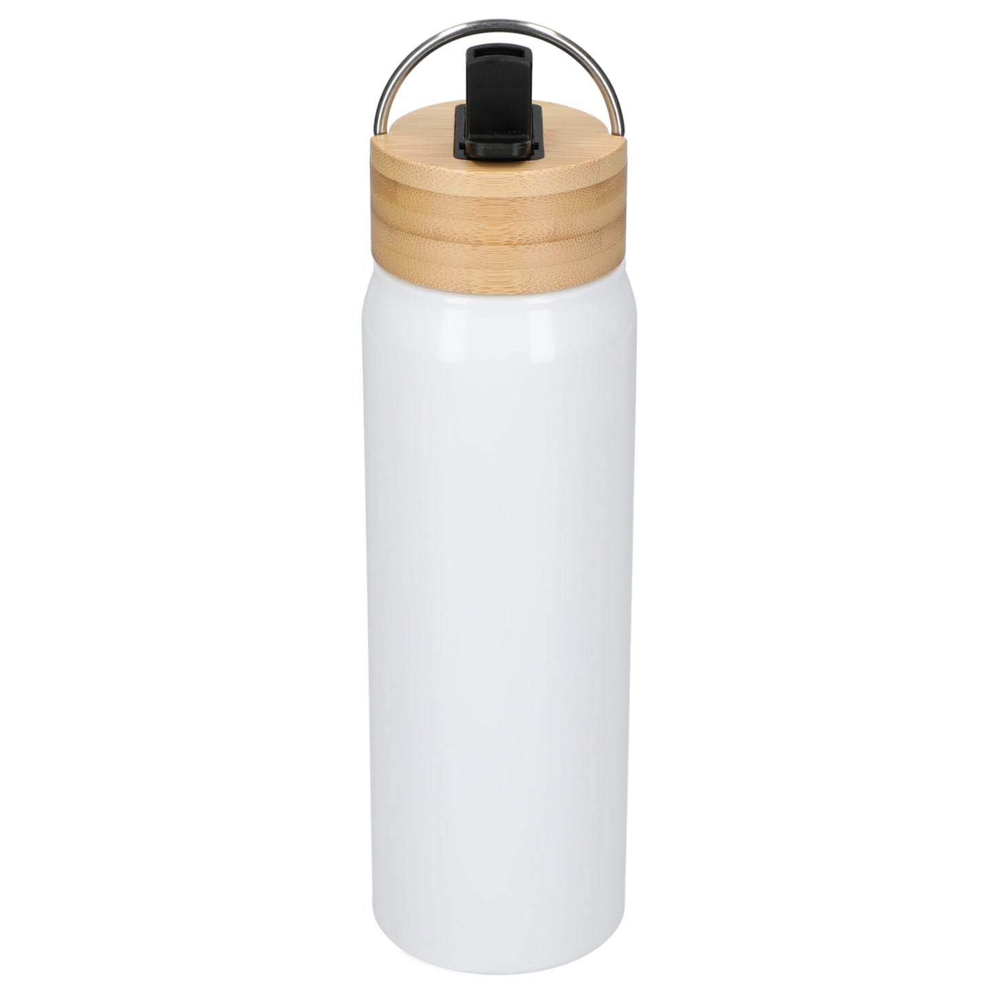 Front View of White Billy 26oz ECO Aluminum Bottle w/ FSC® Bamboo Lid plain