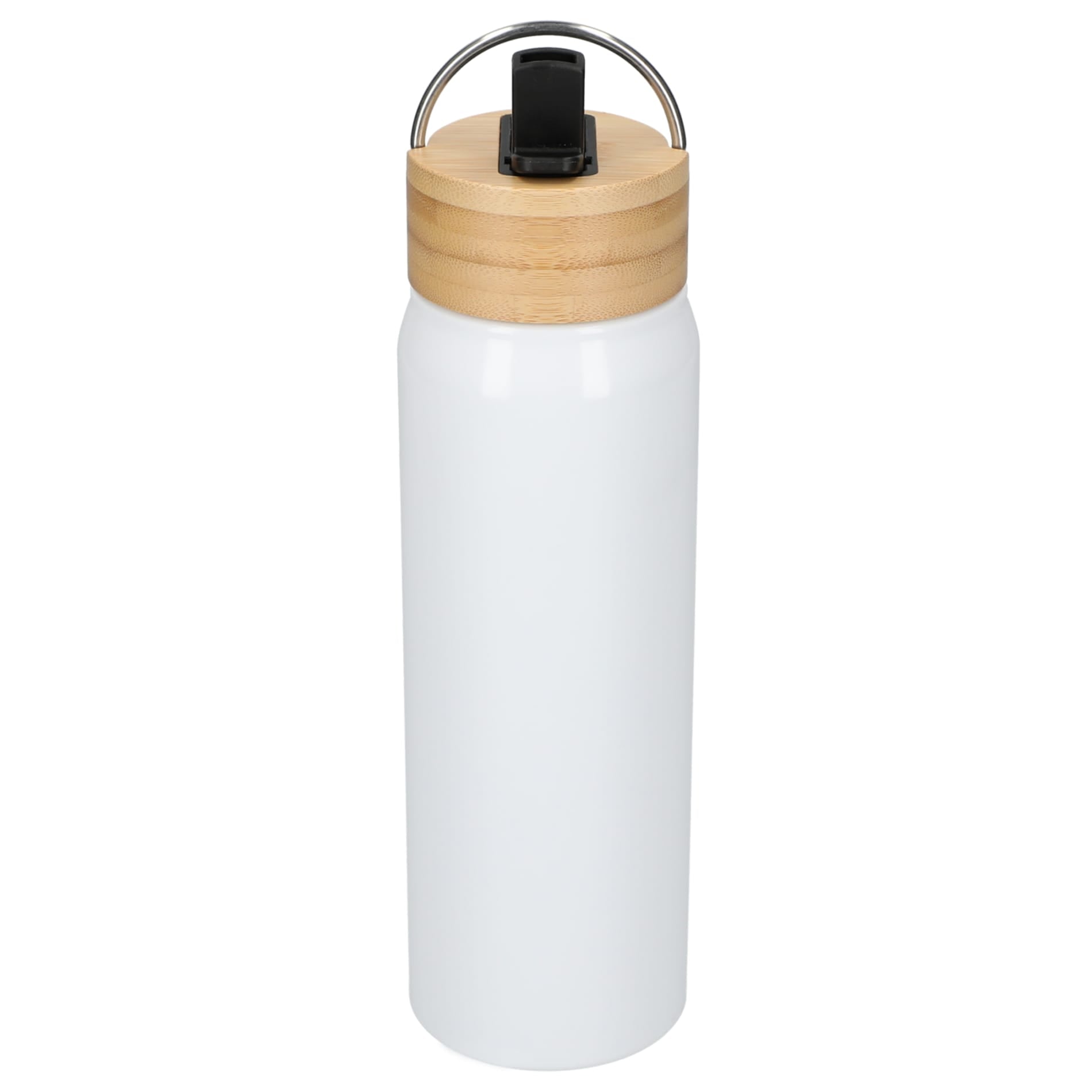 Front View of White Billy 26oz ECO Aluminum Bottle w/ FSC® Bamboo Lid plain