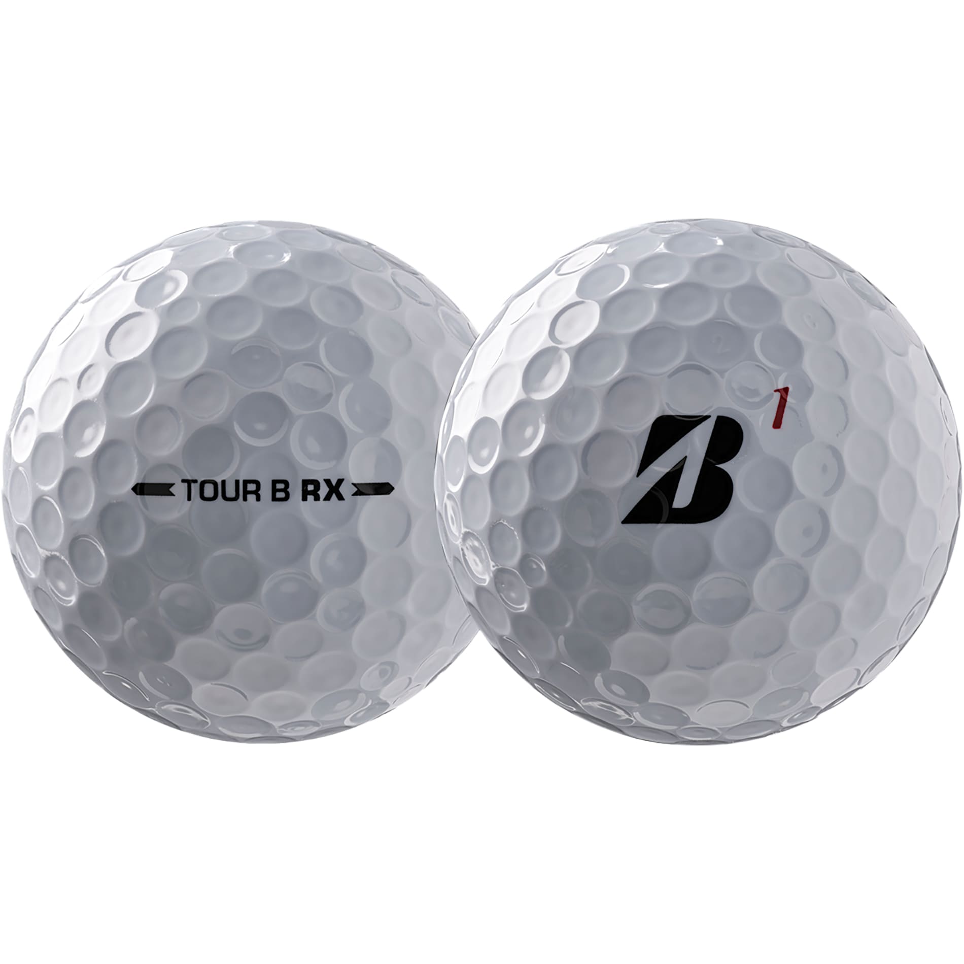 Front View of White Bridgestone Tour B RX Golf Balls - 3 Pack