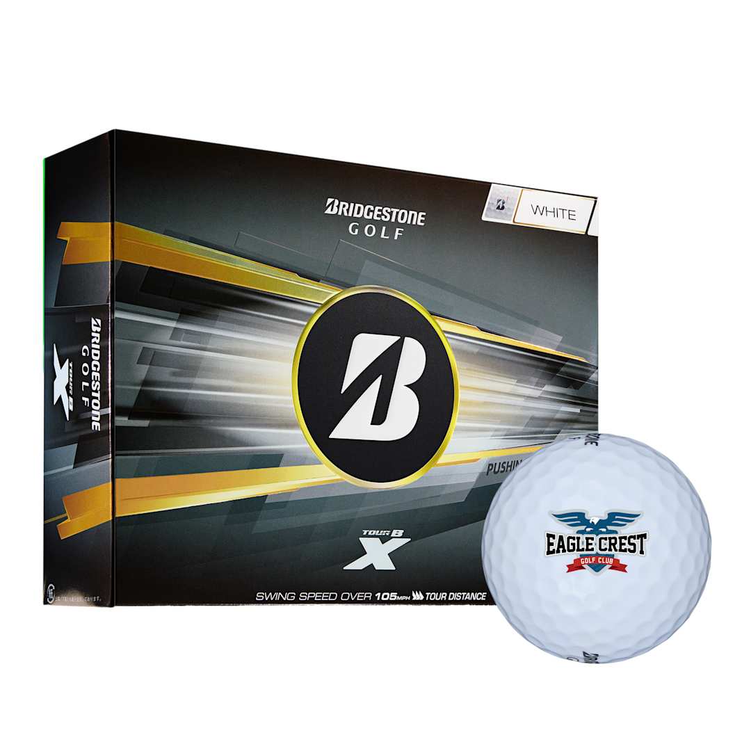 Front View of White Bridgestone Tour B X Golf Balls - 12 Pack