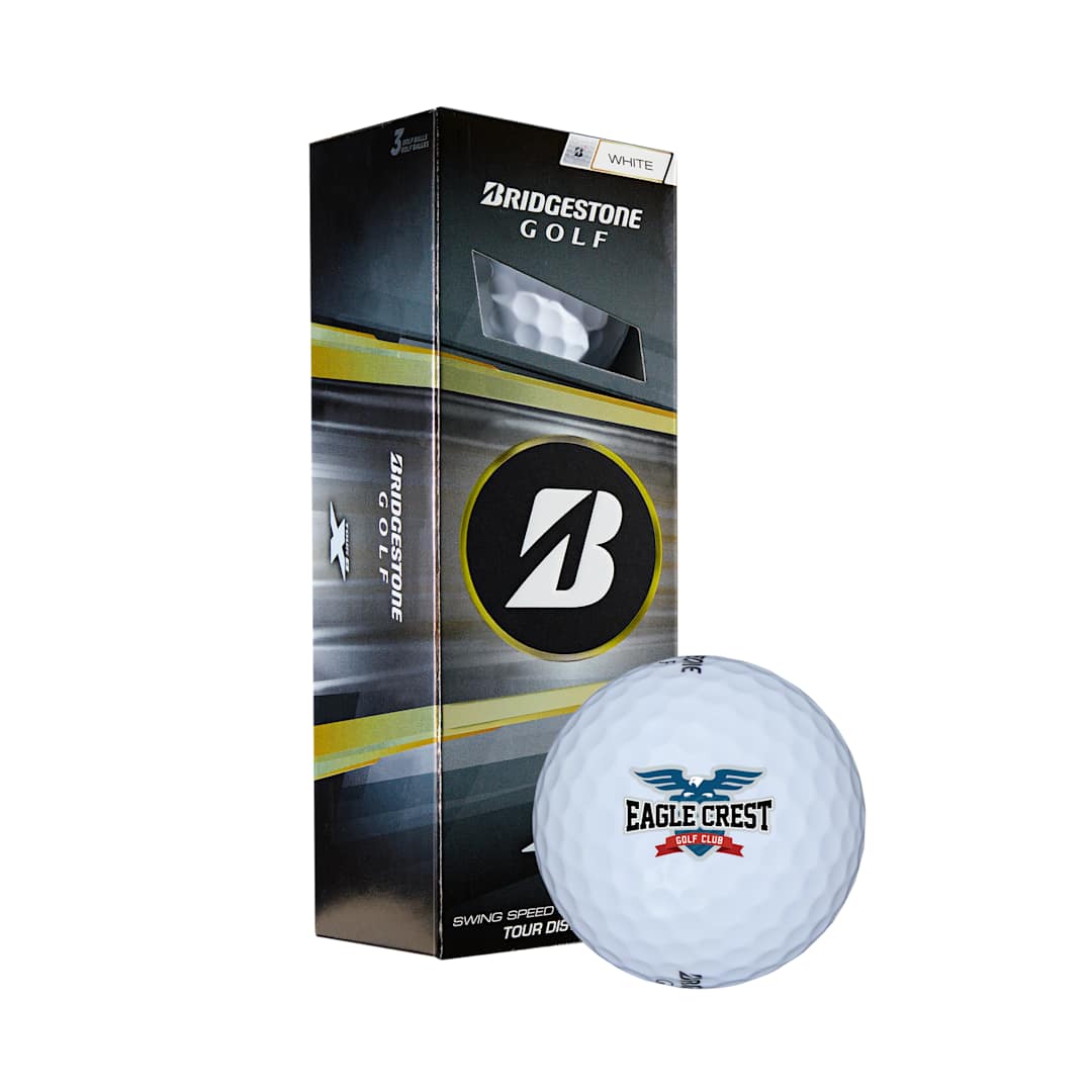 Front View of White Bridgestone Tour B X Golf Balls - 3 Pack