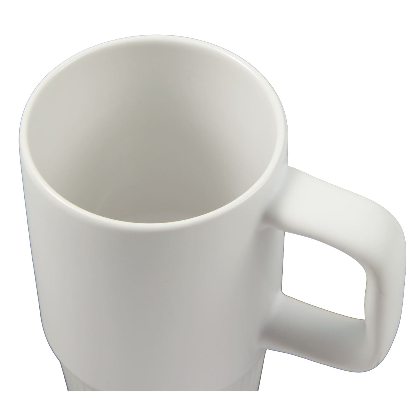 Front View of White Camden 13oz Ceramic Mug w/ Lid