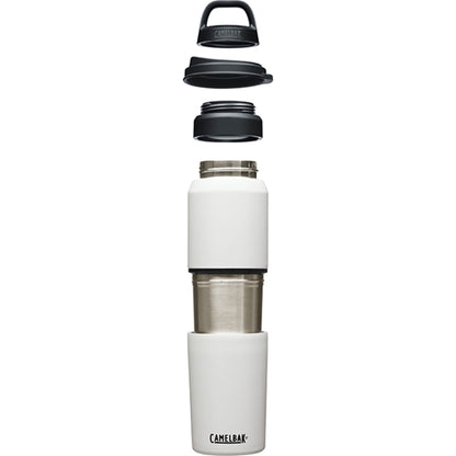 Front View of White CamelBak MultiBev 22oz Bottle & 16oz Cup plain
