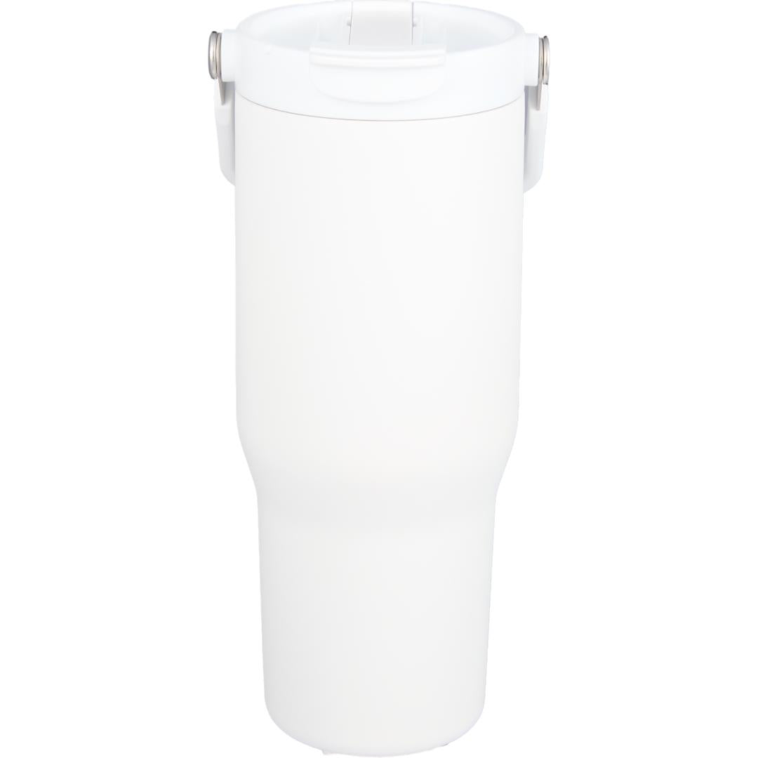 Front View of White Carnival Recycled Sip Or Swig Tumbler 30oz plain