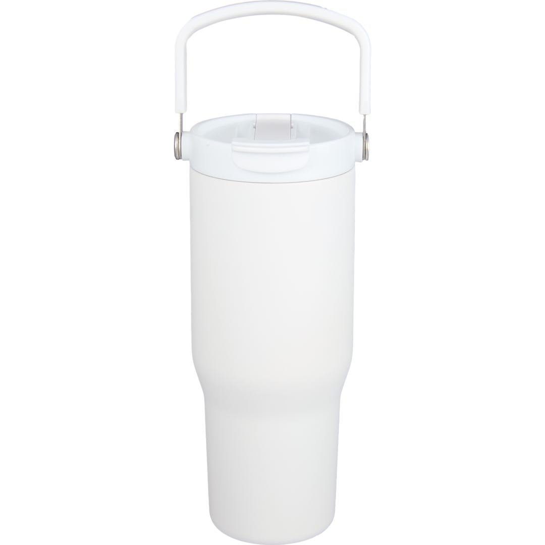 Front View of White Carnival Recycled Sip Or Swig Tumbler 30oz plain