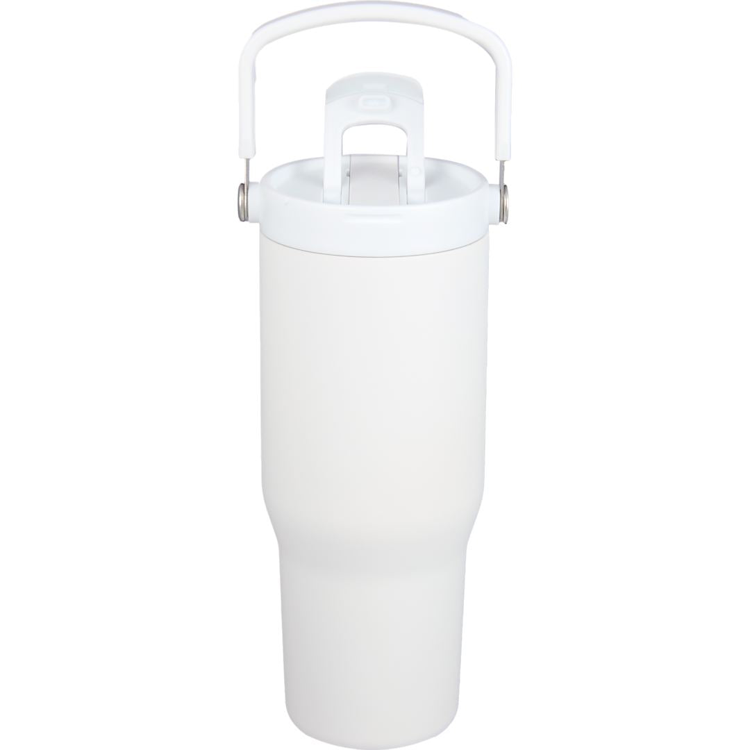 Front View of White Carnival Recycled Sip Or Swig Tumbler 30oz plain