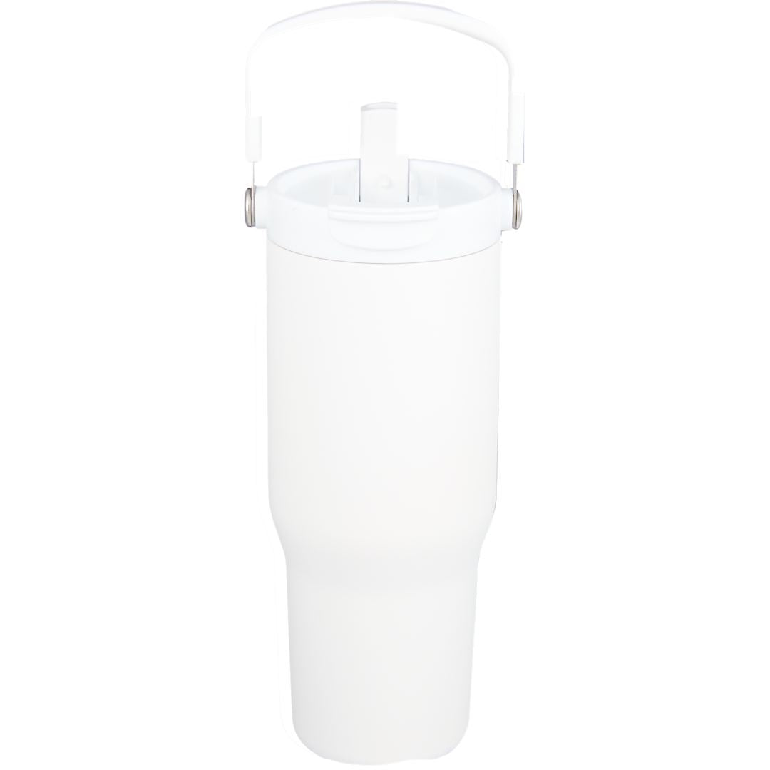 Front View of White Carnival Recycled Sip Or Swig Tumbler 30oz plain