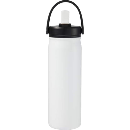 Front View of White Carpo 20oz Straw lid Vacuum Bottle plain