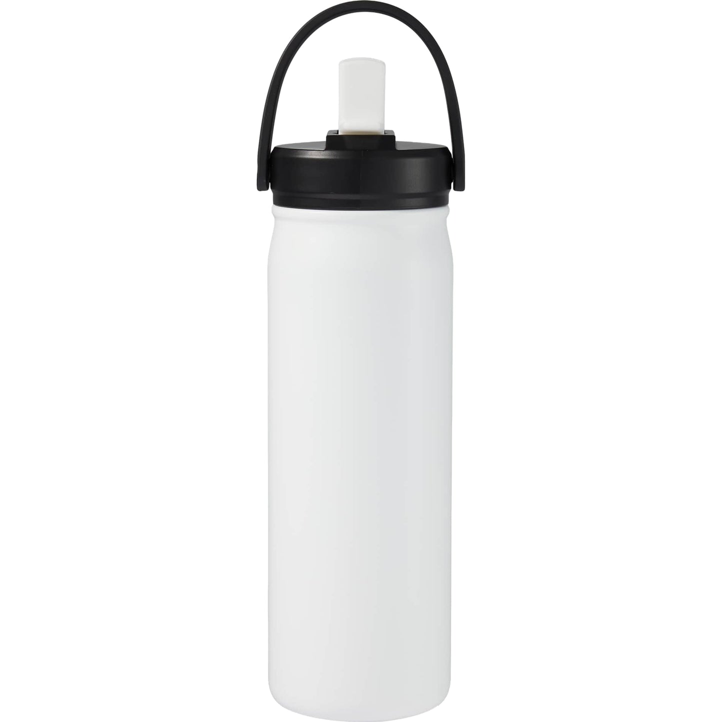 Front View of White Carpo 20oz Straw lid Vacuum Bottle plain