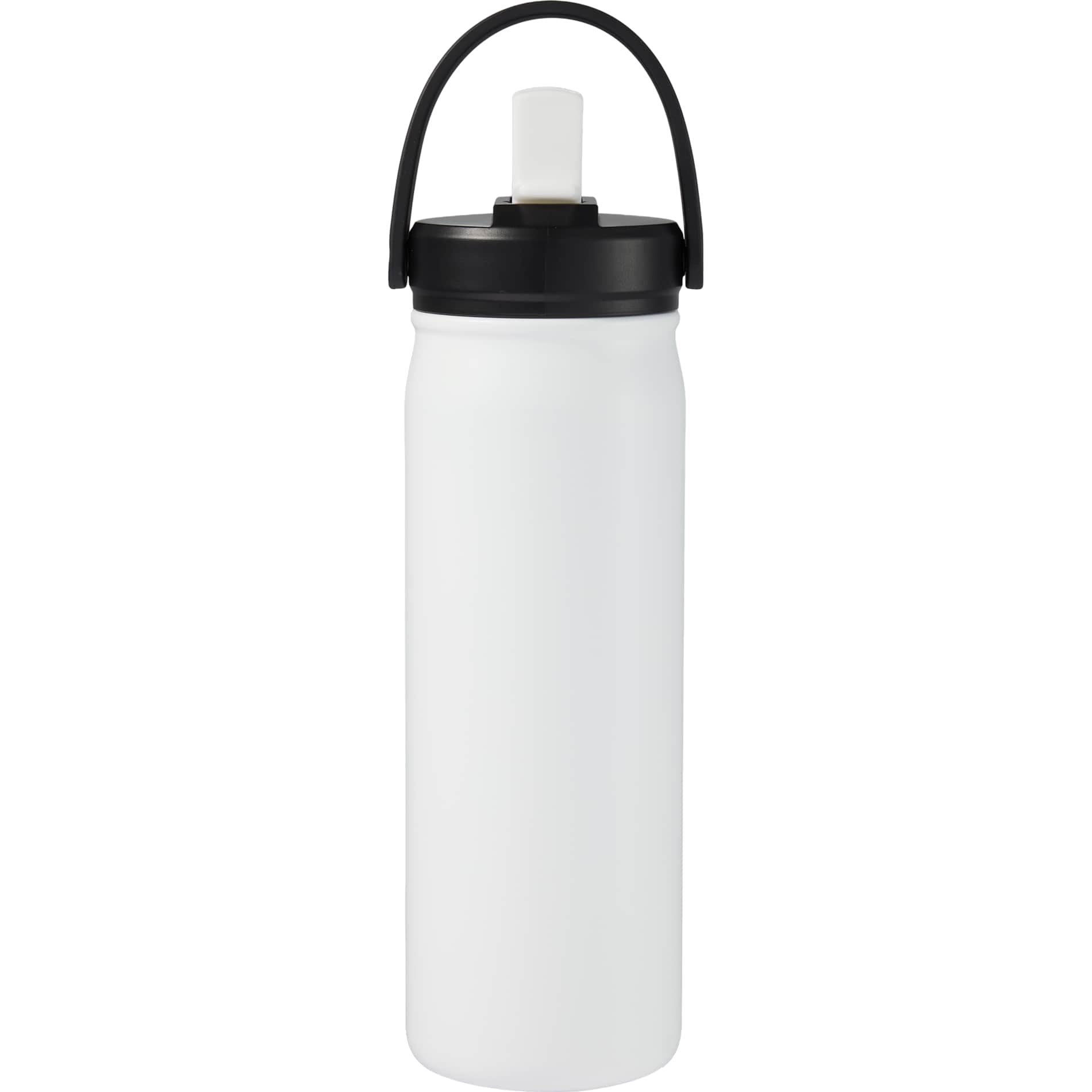 Front View of White Carpo 20oz Straw lid Vacuum Bottle plain