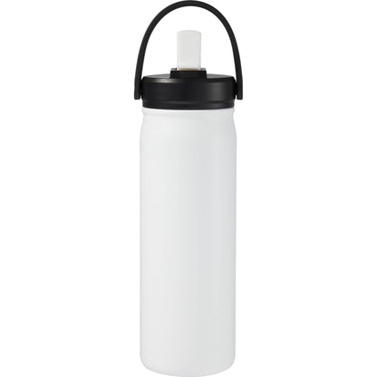Front View of White Carpo 20oz Straw lid Vacuum Bottle plain