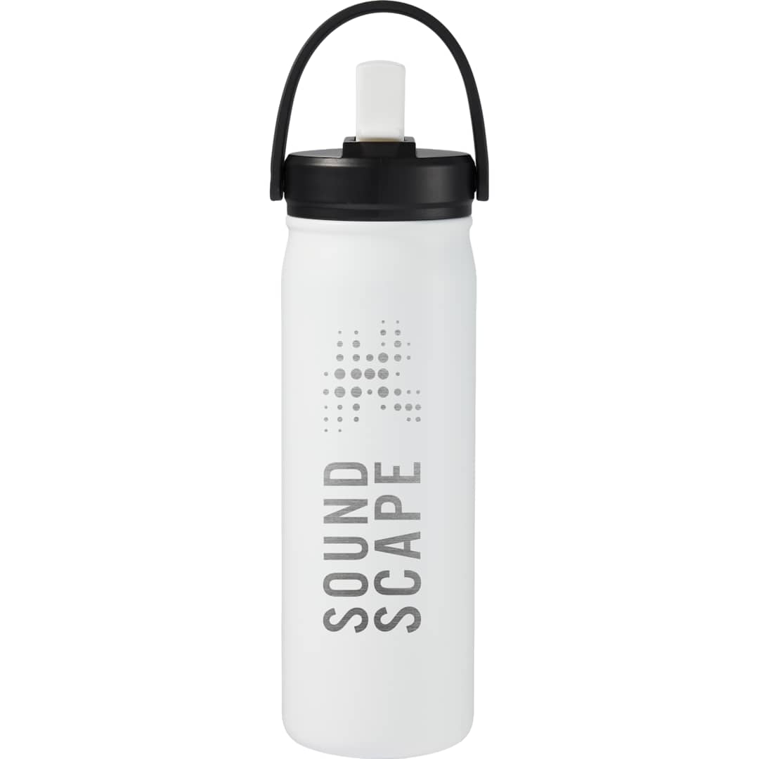 Front View of White Carpo 20oz Straw lid Vacuum Bottle