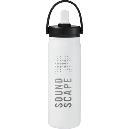 Front View of White Carpo 20oz Straw lid Vacuum Bottle