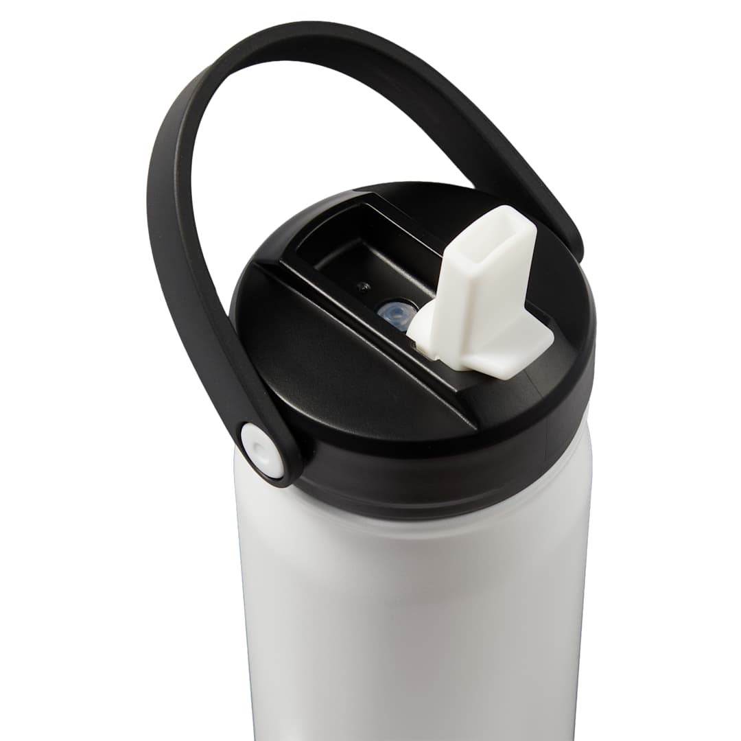 Front View of White Carpo 20oz Straw lid Vacuum Bottle