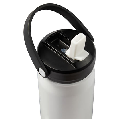 Front View of White Carpo 20oz Straw lid Vacuum Bottle