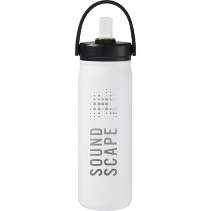 Front View of White Carpo 20oz Straw lid Vacuum Bottle