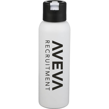 Front View of White Clio Eco-Friendly Straw Lid Vacuum Bottle 22oz