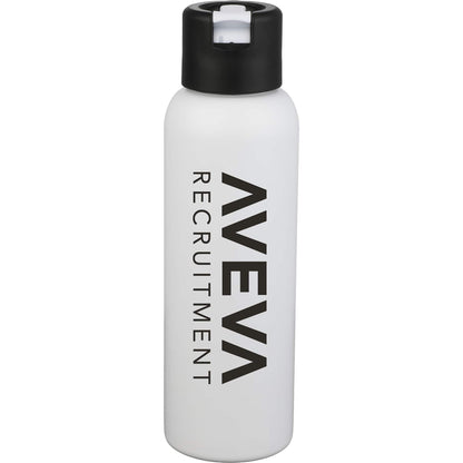 Front View of White Clio Eco-Friendly Straw Lid Vacuum Bottle 22oz