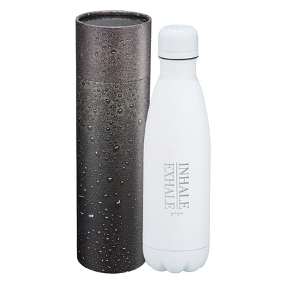 Front View of White Copper Vac Bottle 17oz With Cylindrical Box