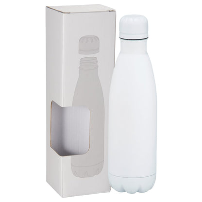Front View of White Copper Vacuum Insulated Bottle 17oz w/ Window Box plain