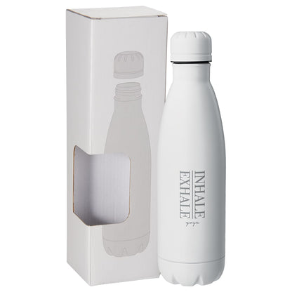 Front View of White Copper Vacuum Insulated Bottle 17oz w/ Window Box