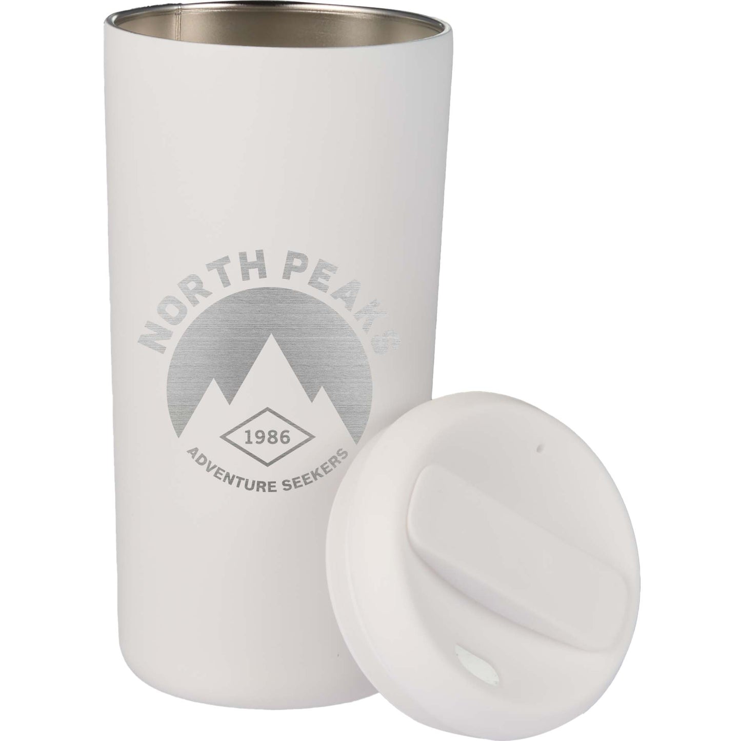 Front View of White Drake Eco-Friendly Vacuum Insulated  Tumbler 16oz