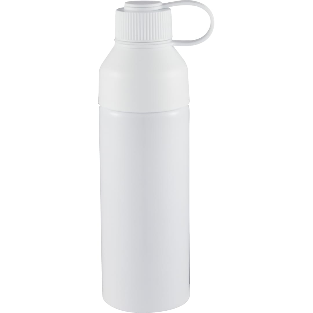 Front View of White DUO 26oz Recycled Aluminum Bottle plain