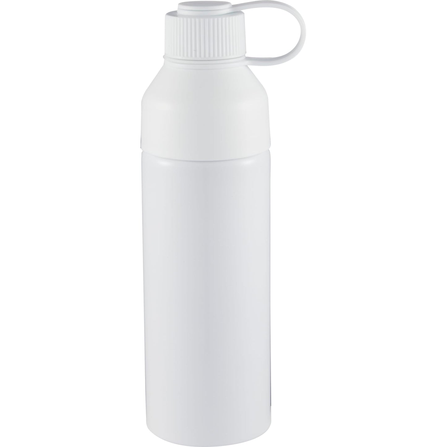 Front View of White DUO 26oz Recycled Aluminum Bottle plain