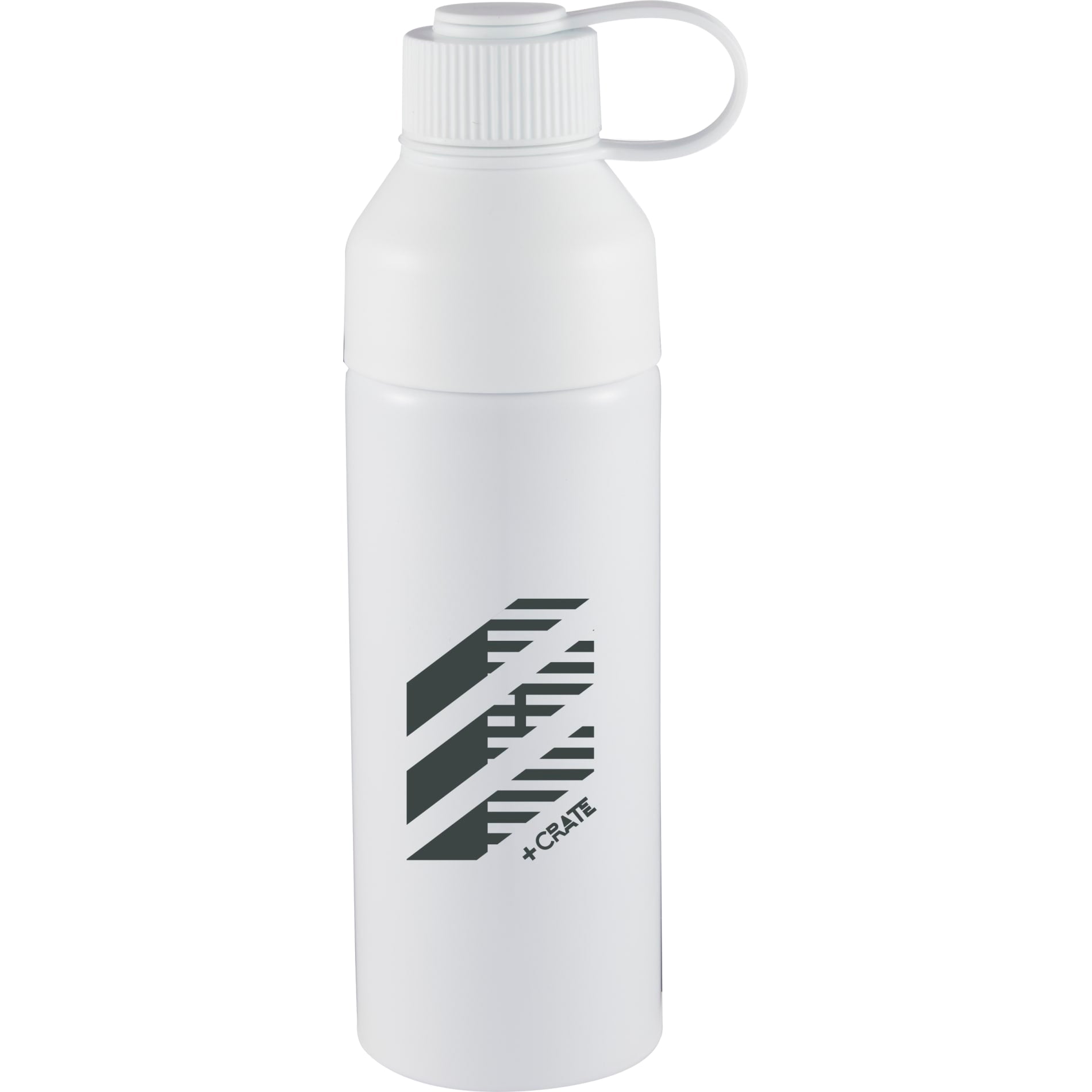 Front View of White DUO 26oz Recycled Aluminum Bottle