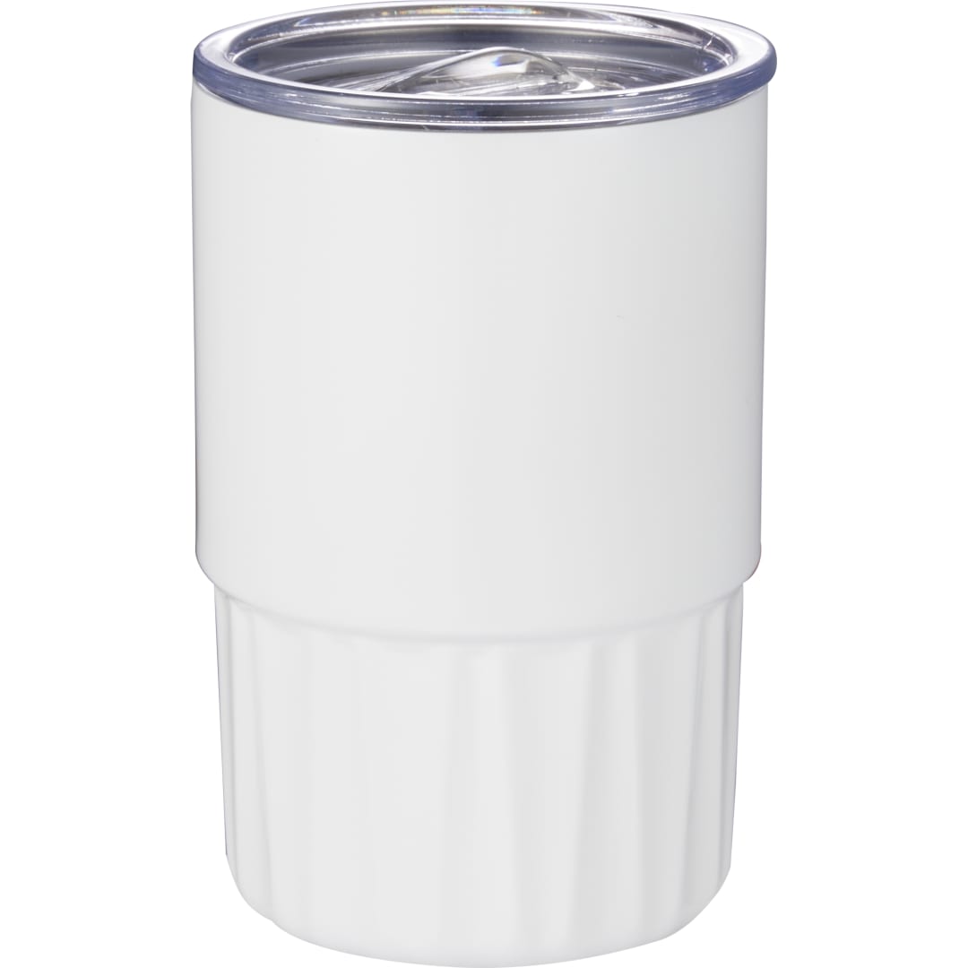 Front View of White Elite Geometry Recycled Stainless Tumbler 16oz plain