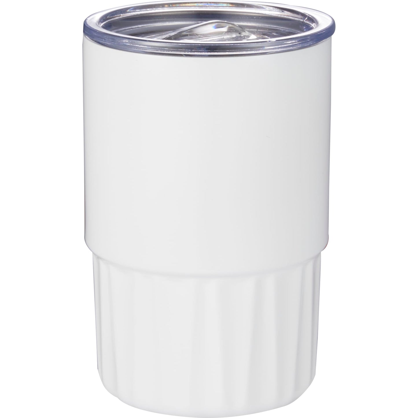 Front View of White Elite Geometry Recycled Stainless Tumbler 16oz plain