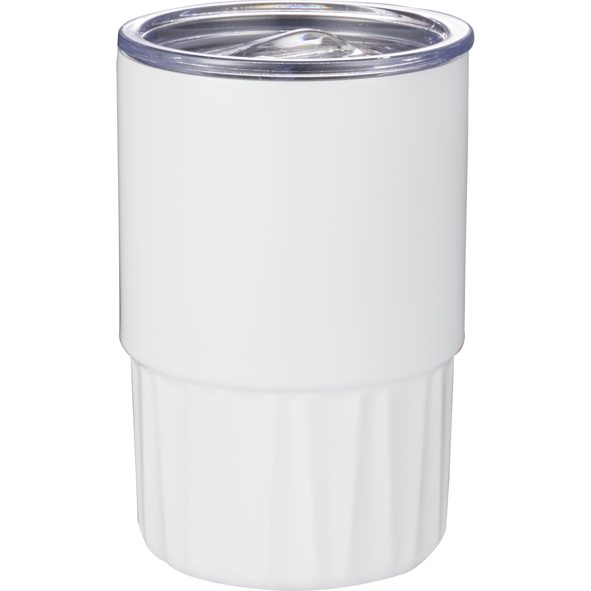 Front View of White Elite Geometry Recycled Stainless Tumbler 16oz plain