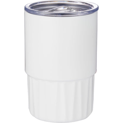 Front View of White Elite Geometry Recycled Stainless Tumbler 16oz plain
