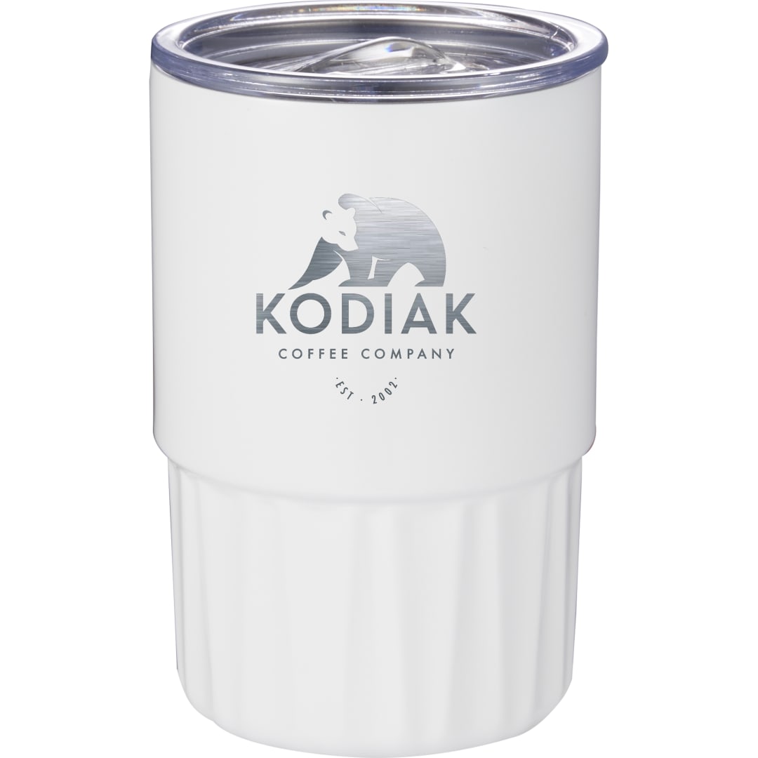 Front View of White Elite Geometry Recycled Stainless Tumbler 16oz